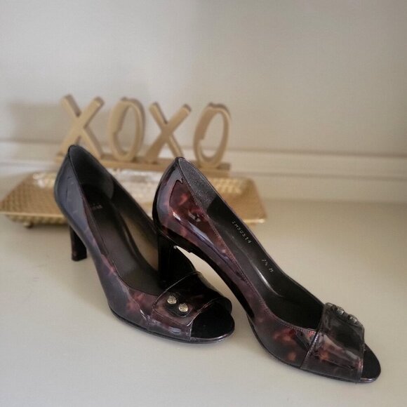 Stuart Weitzman Women's Patent Tortoise Shell Pumps 7.5 M - Picture 2 of 8